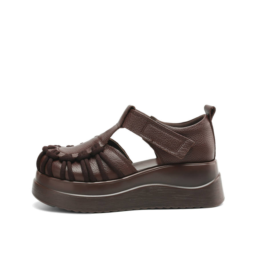 OCCAMAN Top Grain Cow Leather Roman Sandals 6CM Women's
