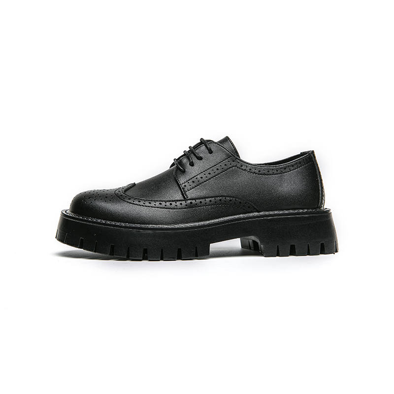 YINGLUNQISHI Cow Split Leather Casual Shoes Men's Black