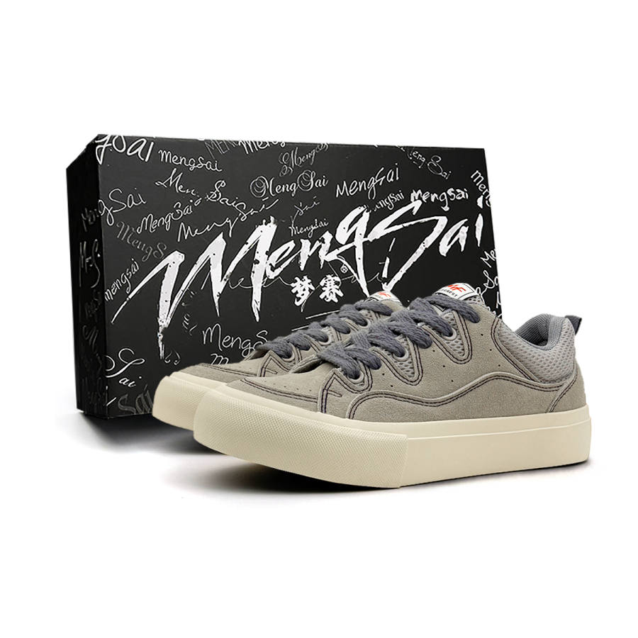 Mengsai Slip Resistant Abrasion Resistant Slip Resistant Abrasion Resistant Low top Skateboard Shoes Men's Light Gray