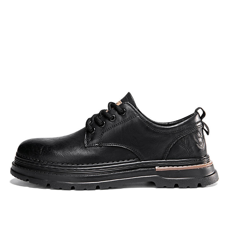 ARTHURBUILL Casual Leather Shoes Men's Low Top Black Khaki
