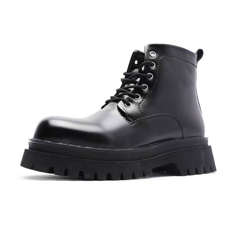 V ZERO FIVE V ZERO FIVE Microfiber Leather Combat Boots Men's Black
