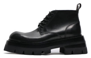 Viplander Top Grain Cow Leather Short Combat Boots 8cm Men's Black
