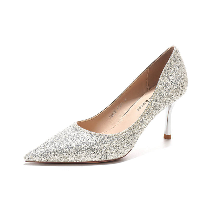 WEISHIBANGWEI Shinny Leather High Heels Women's