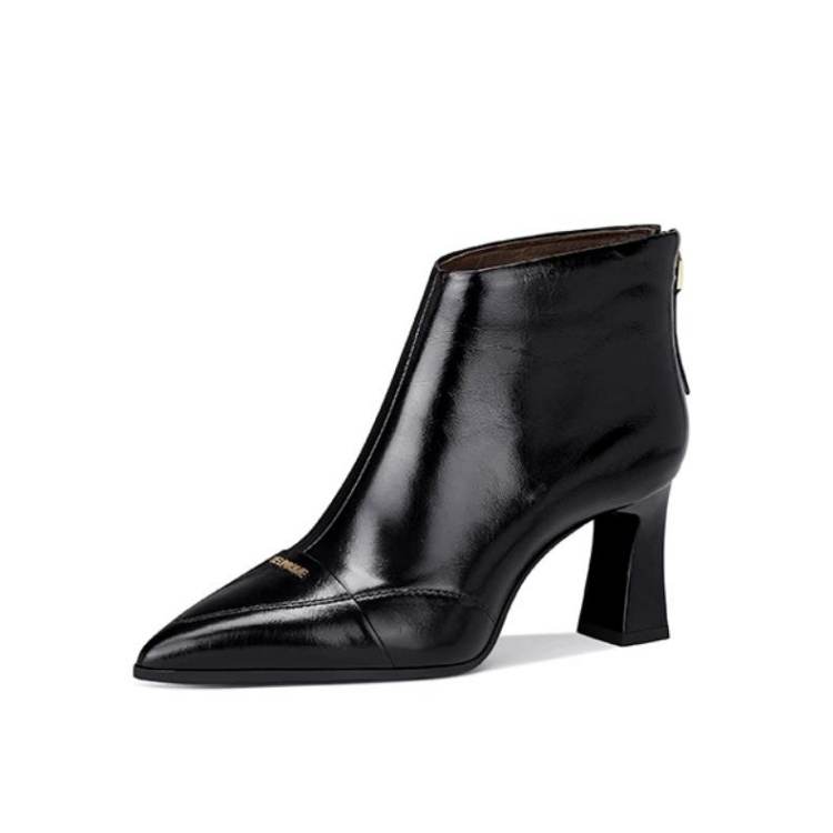 JESSICA SOPHIA Top Grain Cow Leather Ankle Boots 7cm Women's