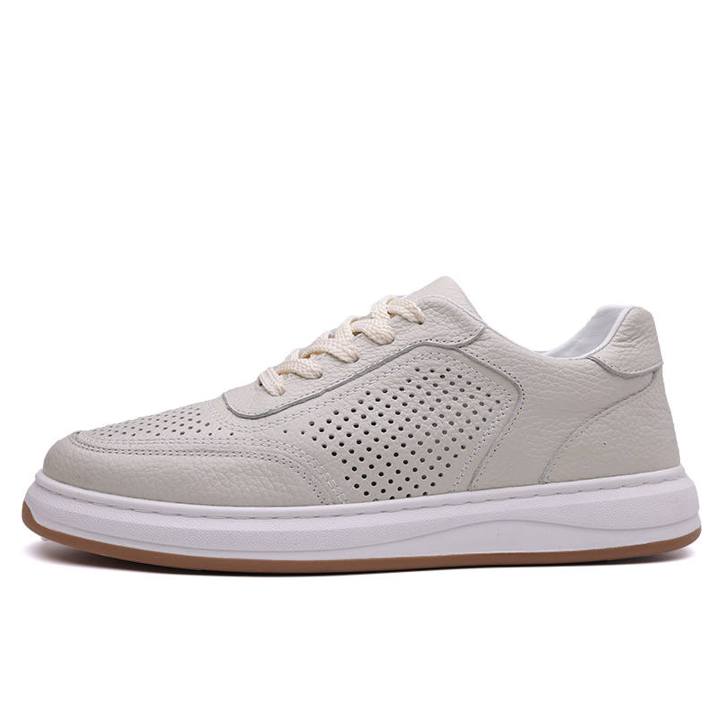 POPULAR ROUSE PR Top Grain Cow Leather Slip Resistant Abrasion Resistant Low top Skateboard Shoes Men's White Cut Out
