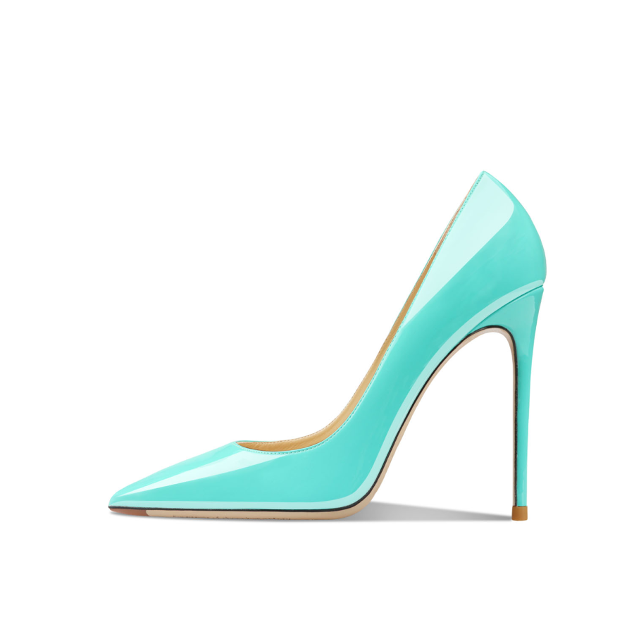 Siwei Patent Leather Slim Heel High Heels Women's Sky Lake Blue