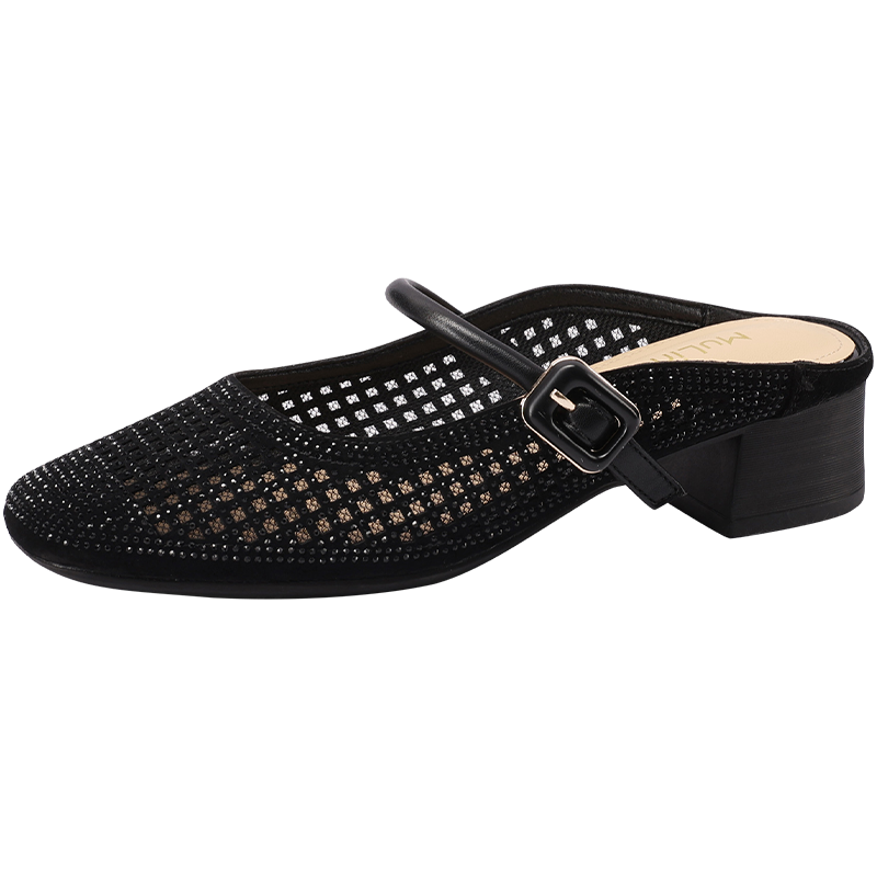 Mulinsen Rubber Sole Stitching Rhinestone Abrasion Resistant Abrasion Resistant Closed Toe Slippers Women's