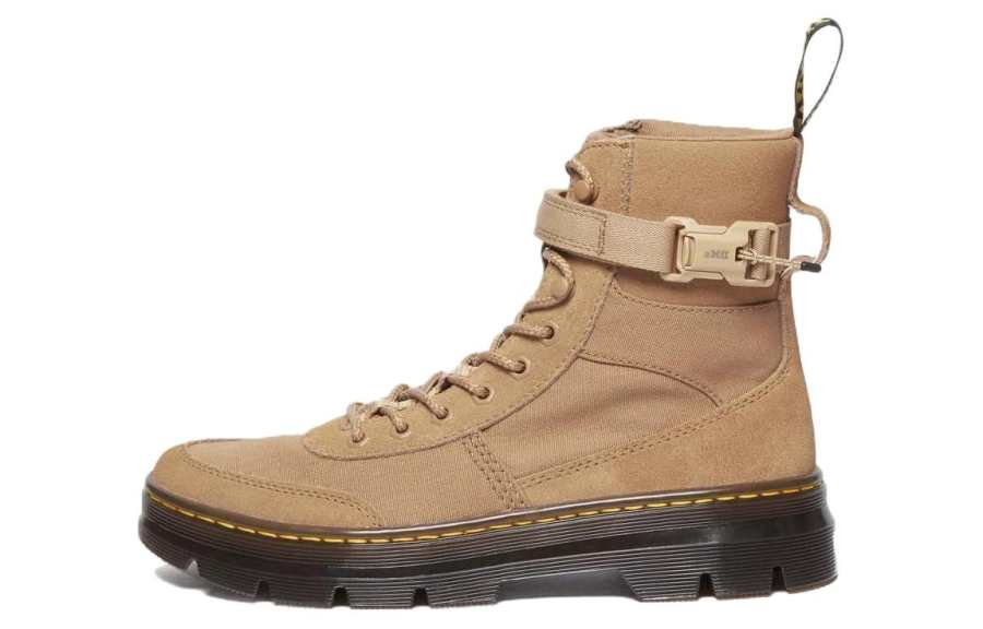 Dr.Martens Suede Short Combat Boots Unisex Brown