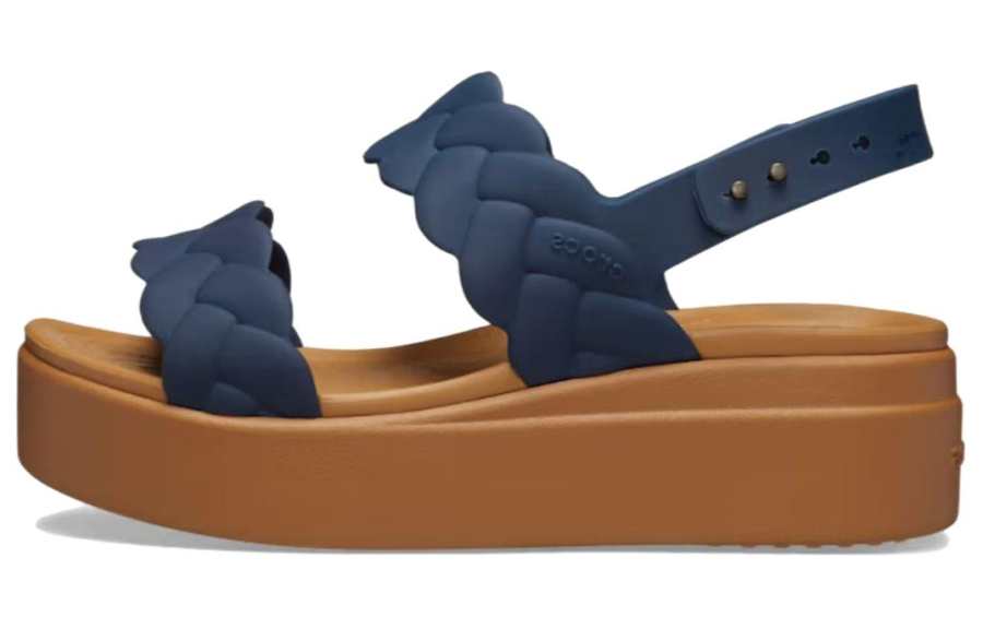 Crocs Brooklyn Woven Wedge Sandals 'Blue Brown' Women's