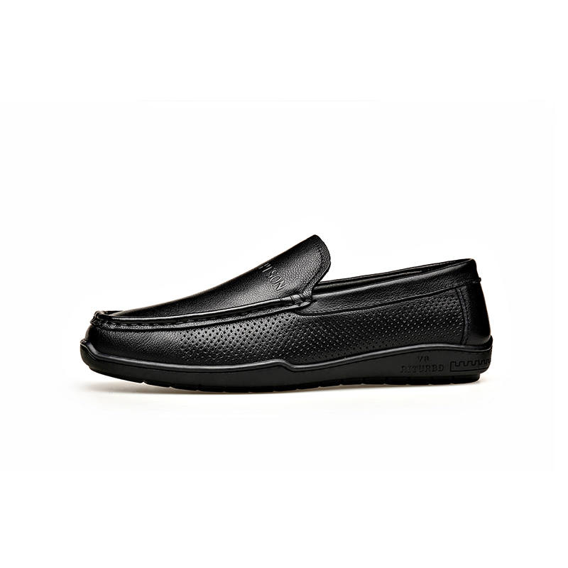PT'SON Top Grain Cow Leather Casual Leather Shoes Men's Black