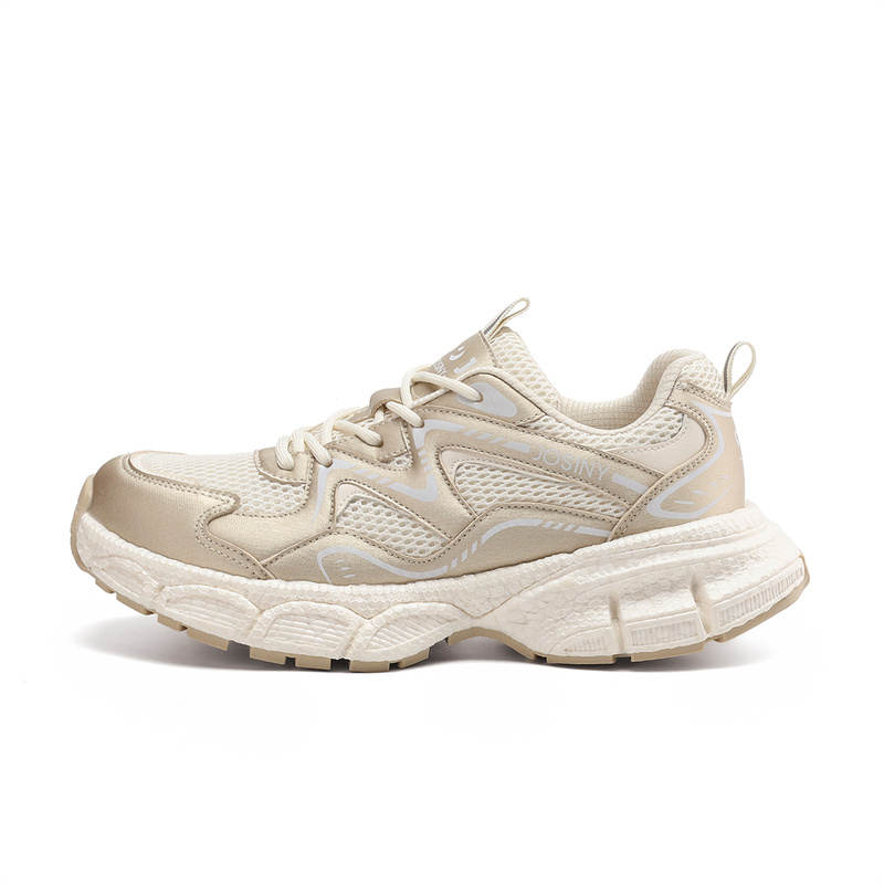 JOSINY Chunky Sneakers Women's Low Top Beige Gray/Champagne Gold