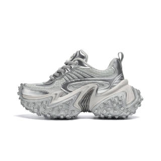 CHERYKALLY Chunky Sneakers Women's Low Top Silver/Gray
