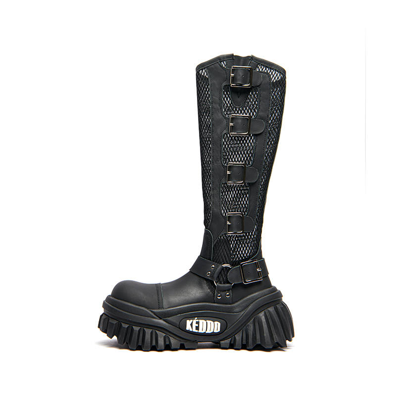 KEDDO Keyboard Shoes Cow Leather Knee high Boots Women's