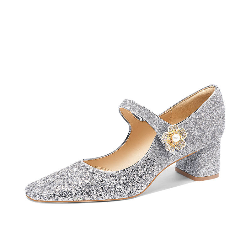 Holy Rose Mary Jane Shoes Women's Silver Box