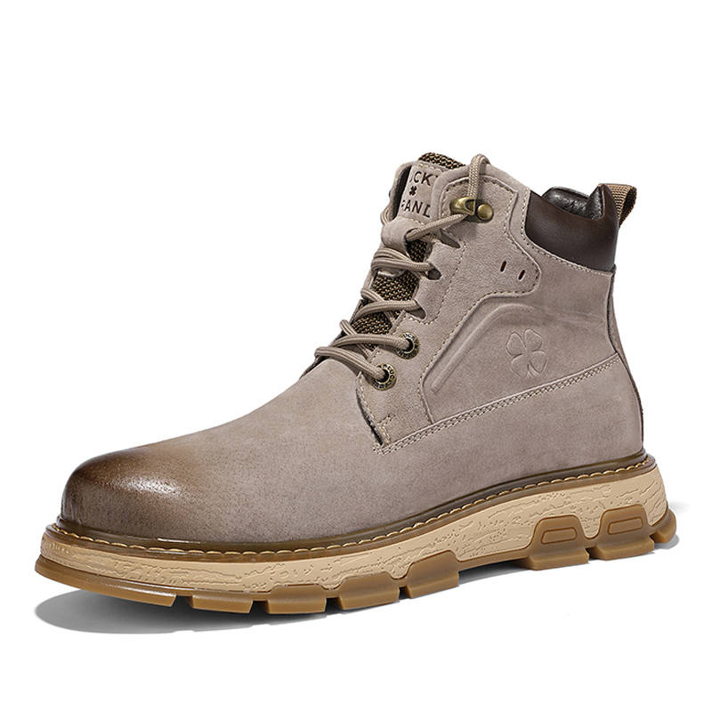 LUCKY BRAND Top Grain Pig Leather Crew Combat Boots Men's