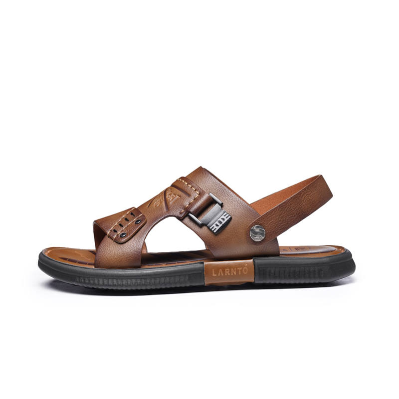 LAORENTOU Cow Leather Beach Sandals Men's