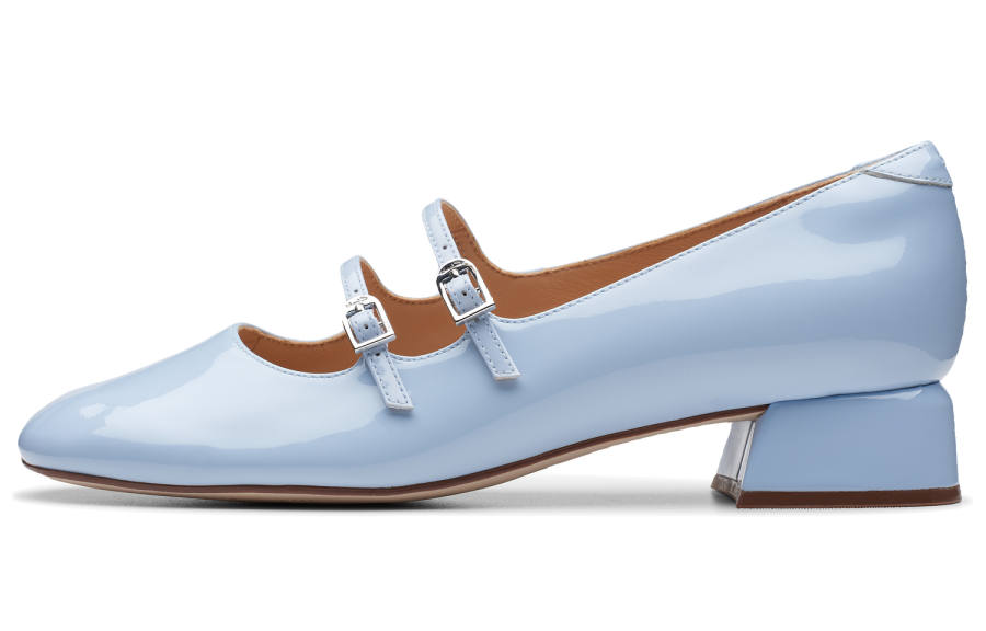 Clarks Chunky Heel Mary Jane Shoes Women's Blue