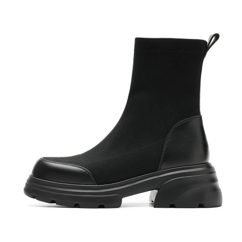 AOKANG Fabric Ankle Boots Women's Black