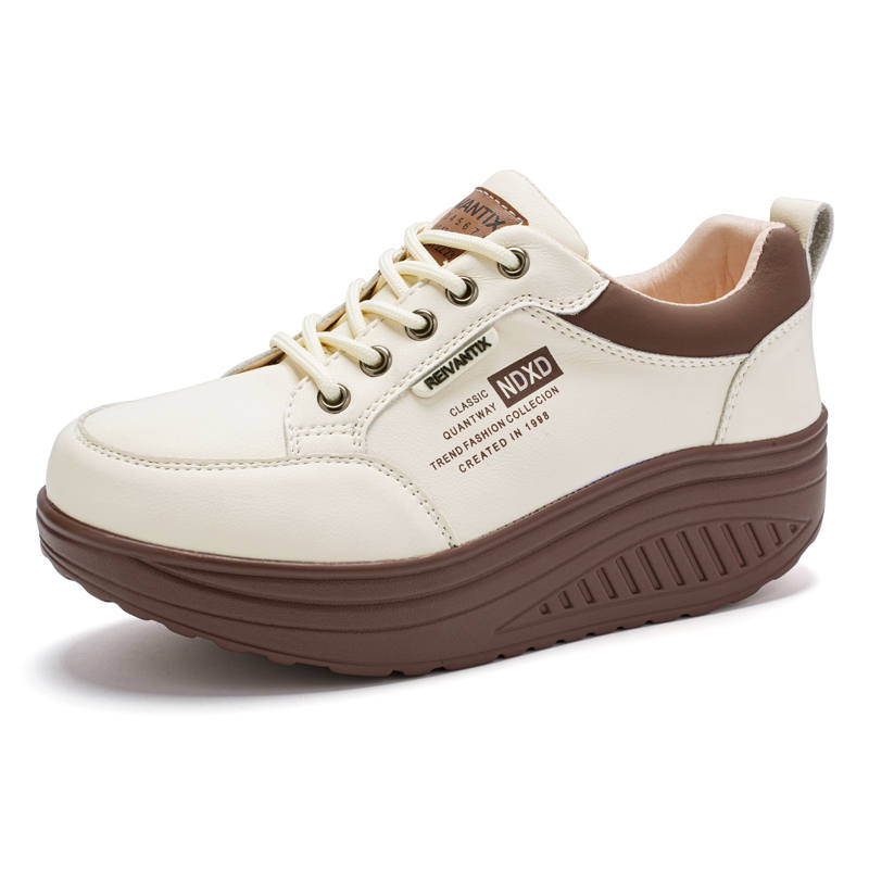 Reivantix Reivanti Microfiber Leather Casual Shoes 5CM Women's Beige Brown