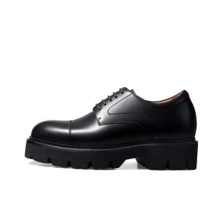 Zuti British Business Calfskin Derby Shoes Casual Shoes, Approx. 8.5cm Men's Black