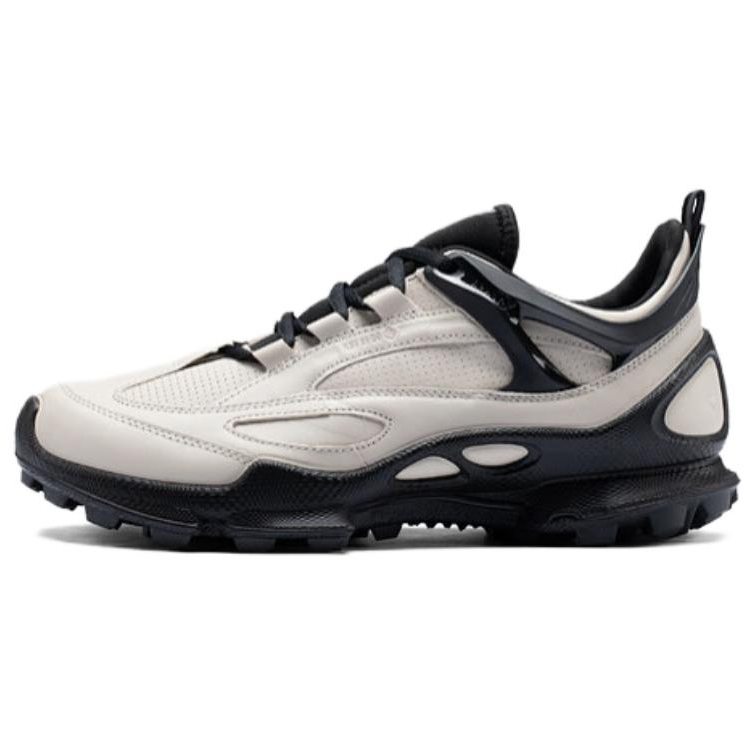 Ecco Striding C Cow Leather Low top Casual Running Shoes Men's Sand Gravel Gray