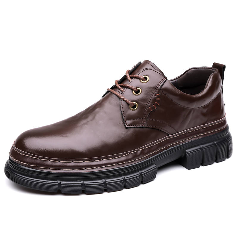 CITONGXIANSHENG Cow Split Leather Casual Shoes Men's Brown
