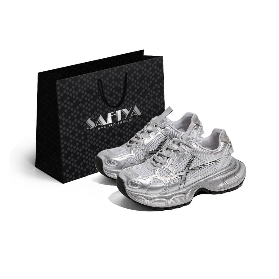 SAFIYA Safiya Low top Chunky Sneakers Unisex Silver/Gray