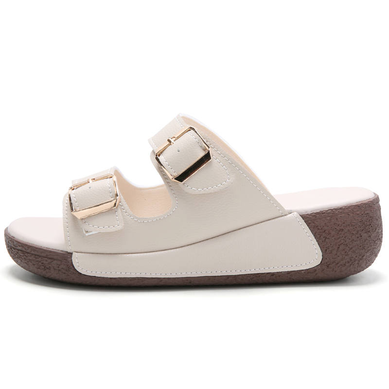 Reivantix Reivanti Rubber Sole Slip Resistant Abrasion Resistant Slide Slippers Women's Beige