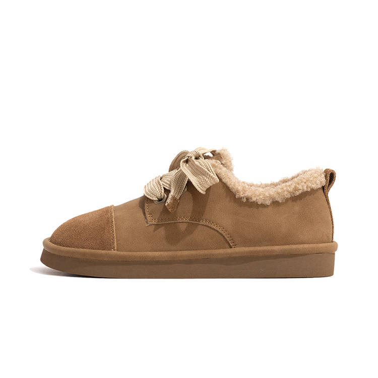 LAOMIAO Cow Leather Fleece Lined Versatile Vintage Brisket Thermal Insulated Shoes, Casual Shoes Women's