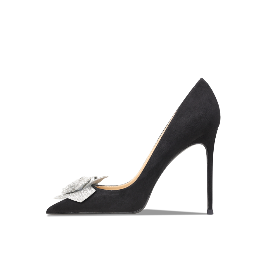 Suyymakk Suede Slim Heel High Heels Women's Black