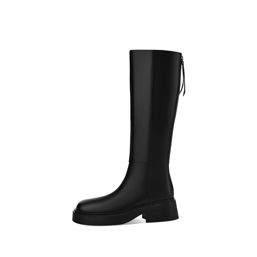 BOERDIQI Knight Boots Top Grain Cow Leather Knee high Boots 4.5cm Women's