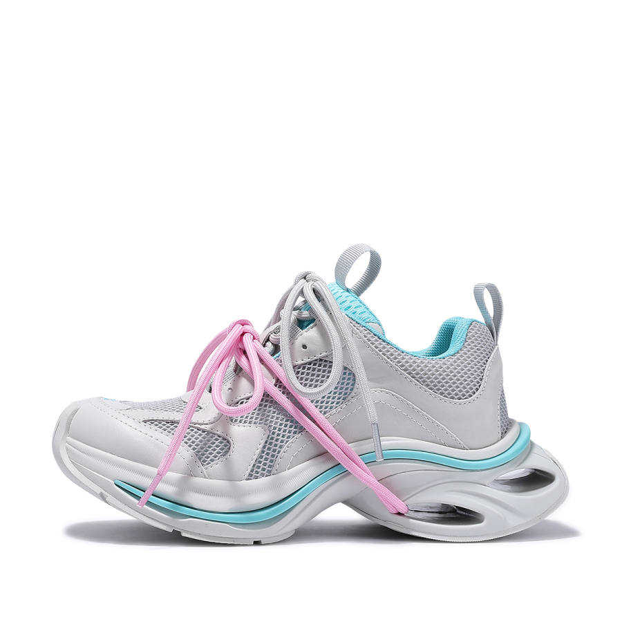BELLALILY Abrasion Resistant Height Increasing Low top Chunky Sneakers Women's Gray