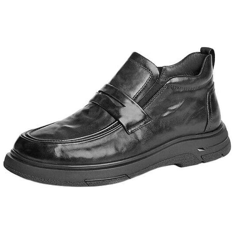 BELLE High Top Thermal Business Elegance Versatile Fleece Lined Comfortable Casual Shoes Men's Black Fleece Lined