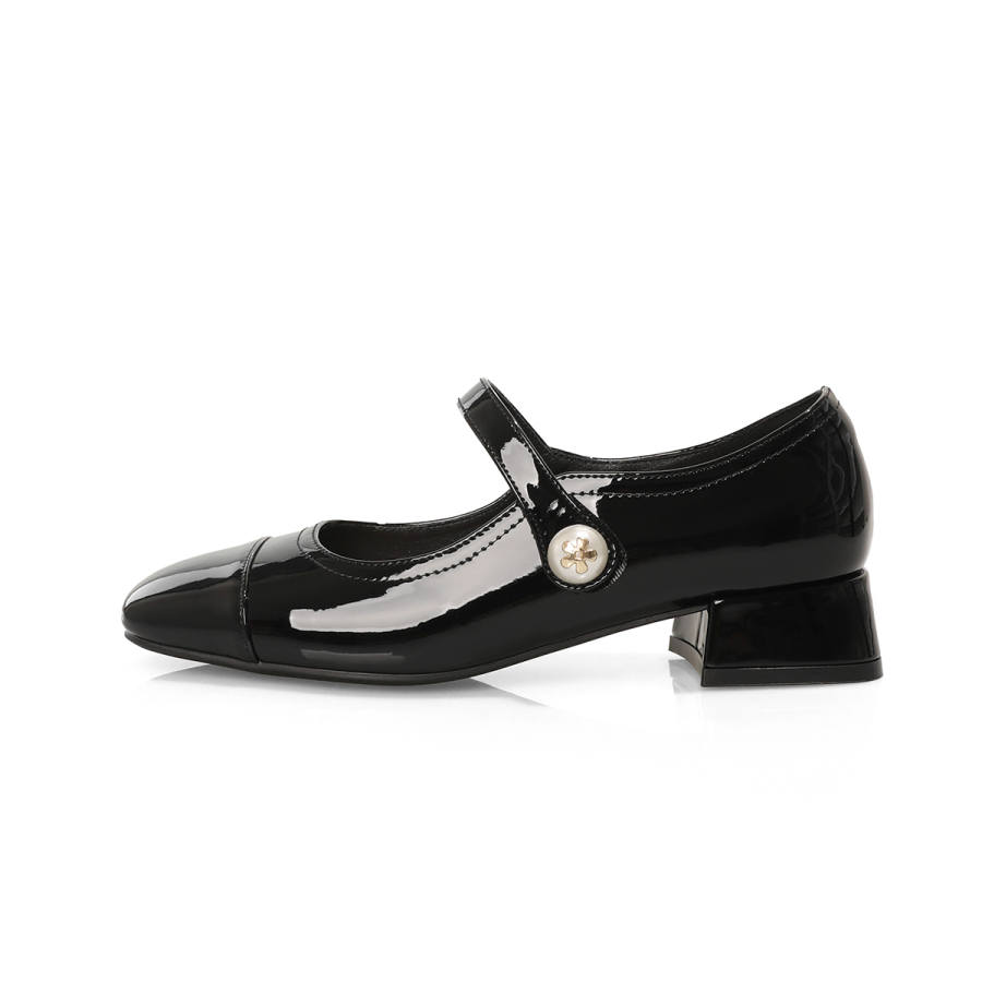 BOJUEMAO Microfiber Chunky Heel Mary Jane Shoes Women's
