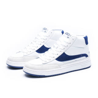 JACLAR Top Grain Cow Leather, Abrasion Resistant, Casual, Men's Shoes Low top Skateboard Shoes Unisex White Blue