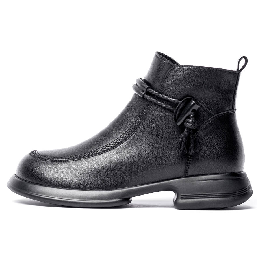 KANGLINIAO Cow Split Leather Short Snow Boots Women's
