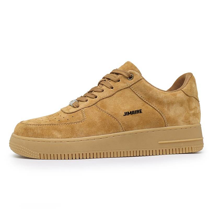 JINMAIWANG Top Grain Cow Leather Slip Resistant Slip Resistant Low top Skateboard Shoes Men's Wheat