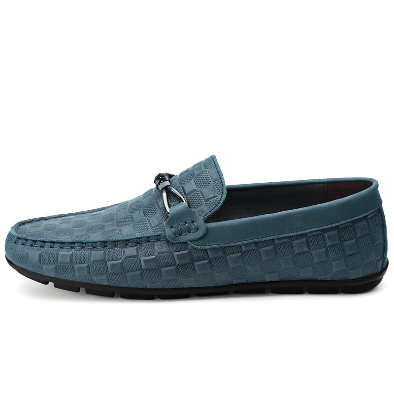 CKVUSAMG Top Grain Cow Leather Casual Shoes Men's Blue