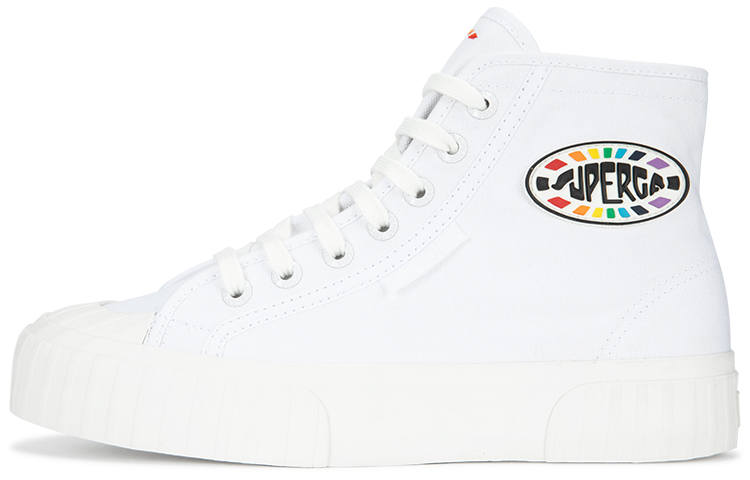 SUPERGA Fashion Trend Abrasion Resistant Abrasion Resistant High top Canvas Shoes Unisex White