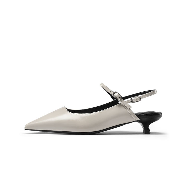 7or9 Australian White Pearl Tahiti Cow Leather Slim Heel High Heels 3.5cm Women's