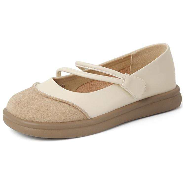 JOSINY Multicolor Versatile Unlined Shoes Platform Mary Jane Shoes Women's Ecru