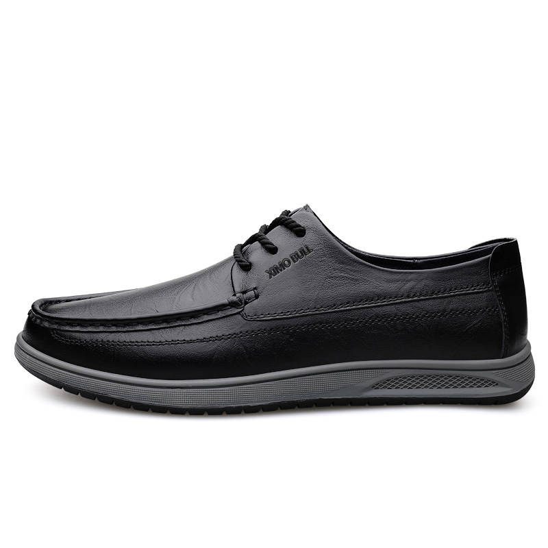 XIMO BULL Casual Leather Shoes Men's Low Top Black/Brown