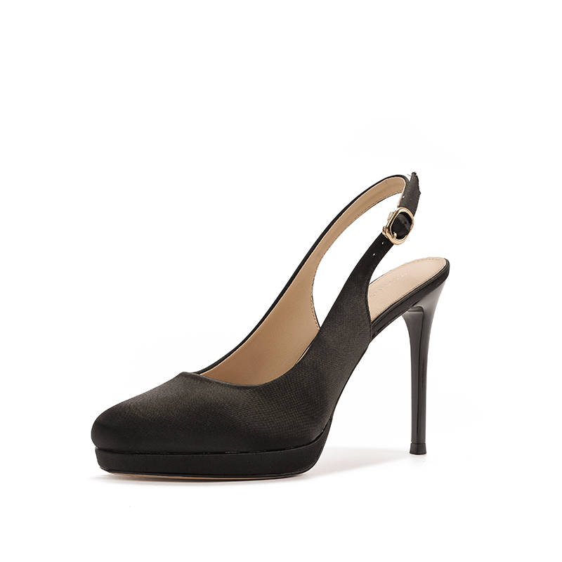 Zubumei Silk Slim Heel High Heels Women's Black