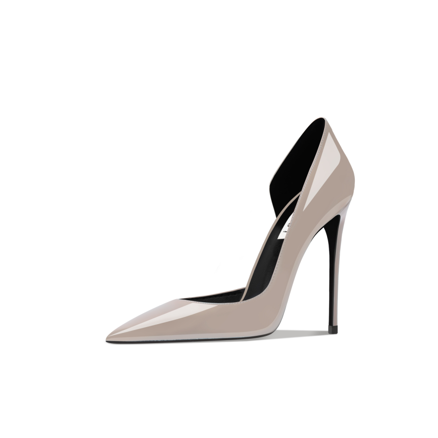 Suyymakk Patent Leather High Heels Women's Nude Gray