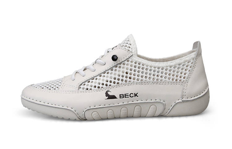 BECK White Sneakers Top Grain Cow Leather Casual Shoes 3cm Women's White