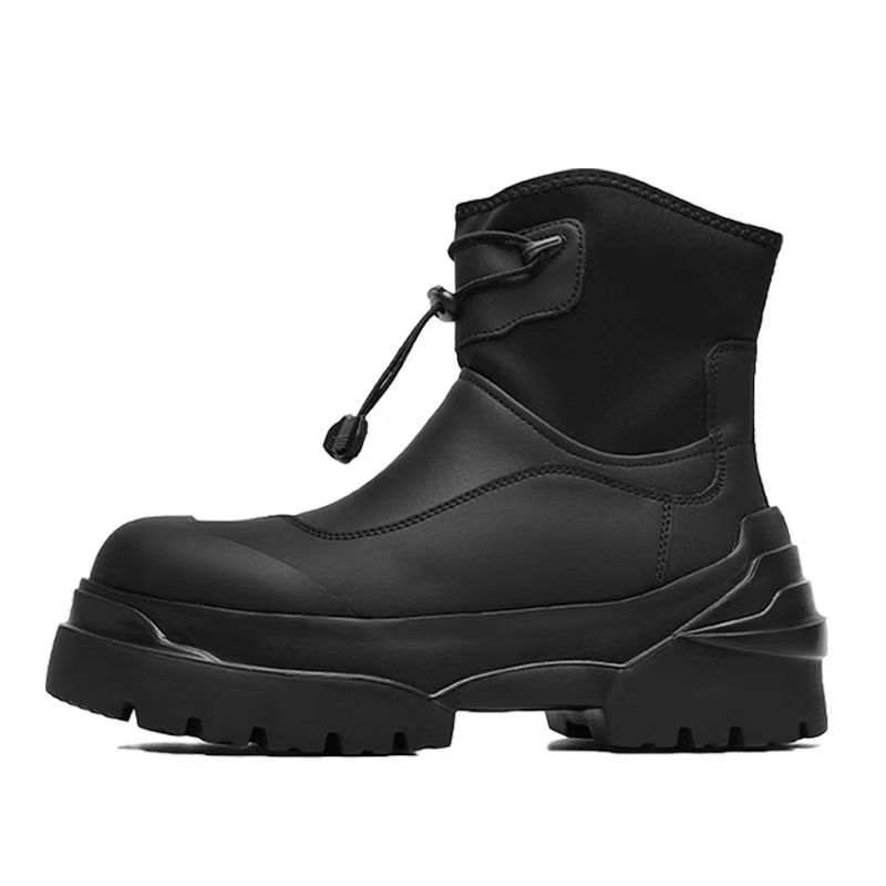 NIANZOUSUO NIANZOUSUO Cow Split Leather Ankle Boots Unisex Black