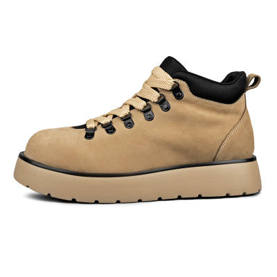 ZUOZHE Top Grain Cow Leather Short Combat Boots Platform Men's