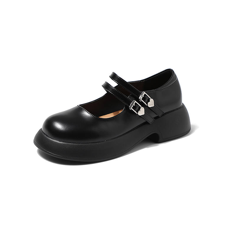 MIS. DANNY Cow Split Leather Chunky Heel Mary Jane Shoes 3cm Women's