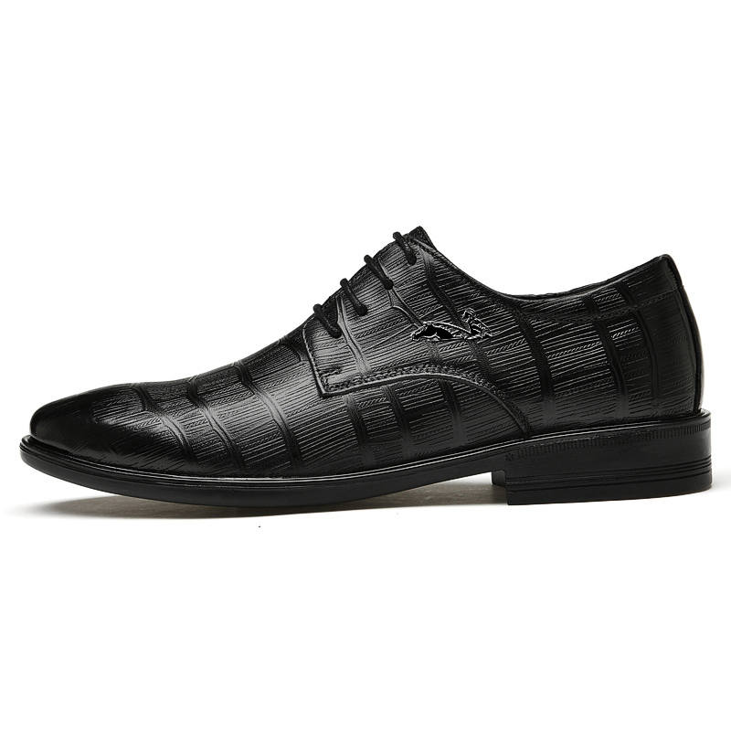YINGLUNQISHI Top Grain Cow Leather Dress Shoes Men's Black