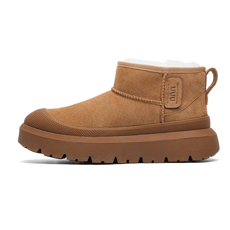 MINGYITU Cow Suede Thermal Comfortable And Versatile, Fleece Lined Casual Short Snow Boots Men's